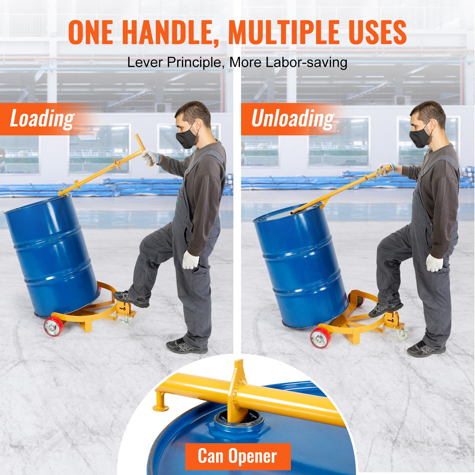 Heavy Duty Steel 55 Gallon Drum Dolly With Adjustable Handle_voghion.com